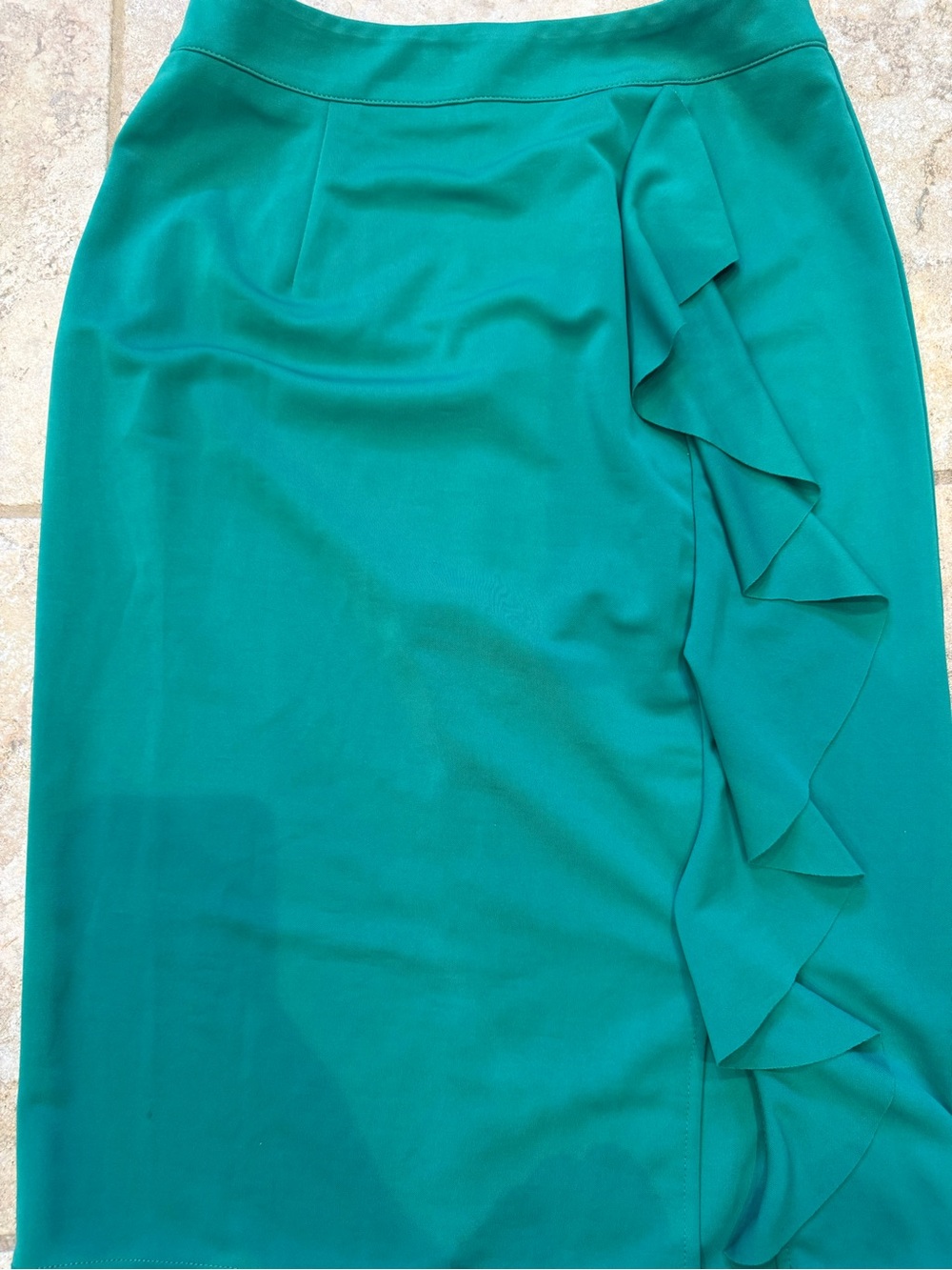 Grace Karin Teal Pencil Skirt with Side Ruffle